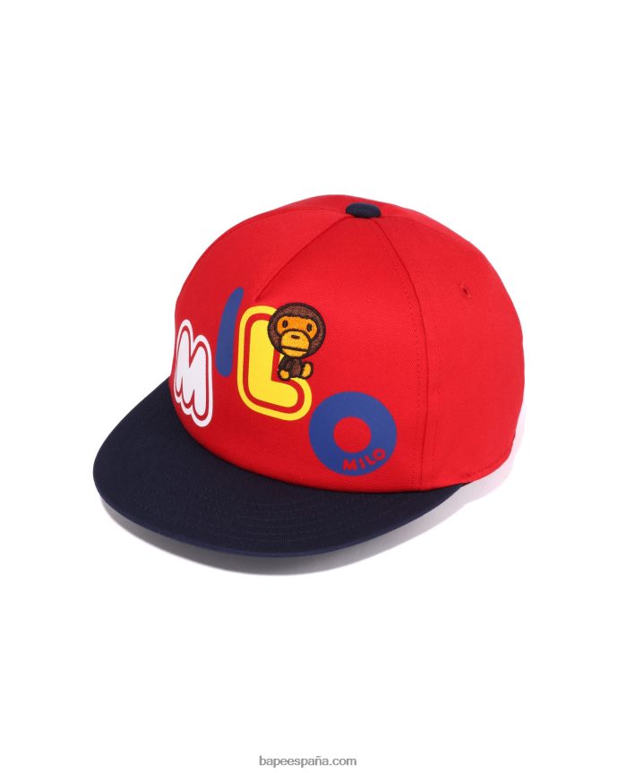 niños A Bathing Ape gorra con fuente baby milo 288PLL1345 rojo brillante