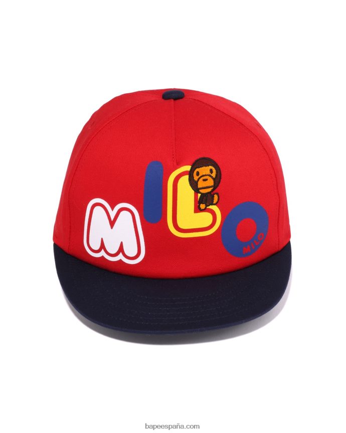 niños A Bathing Ape gorra con fuente baby milo 288PLL1345 rojo brillante