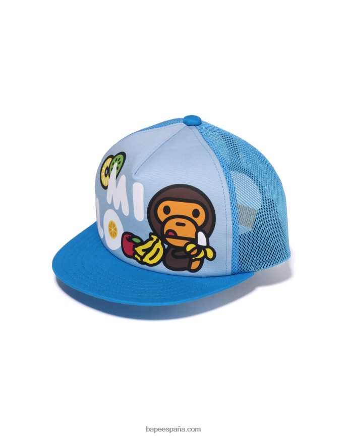 niños A Bathing Ape gorra de malla baby milo frutas 288PLL1330 azul
