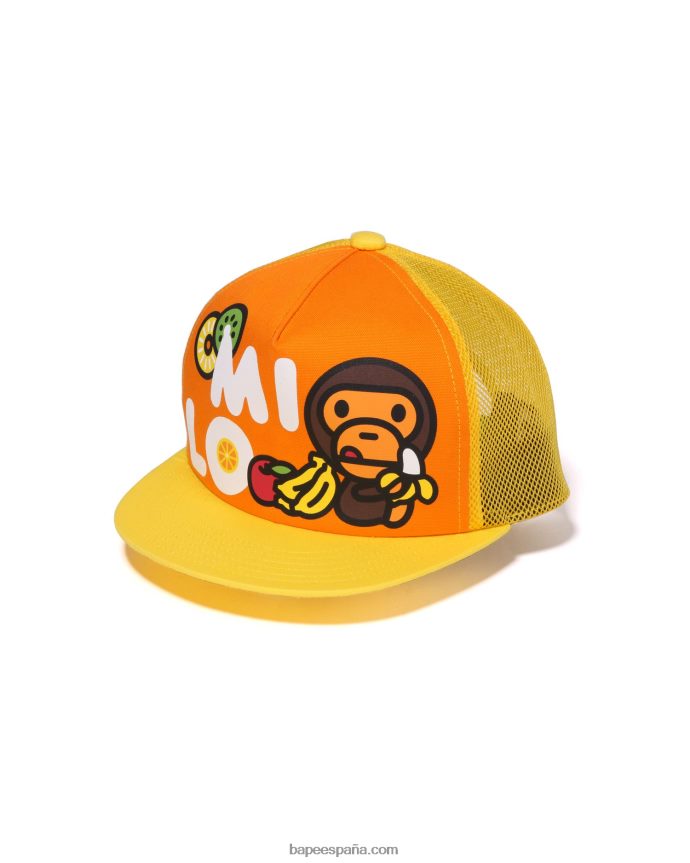 niños A Bathing Ape gorra de malla baby milo frutas 288PLL1331 naranja