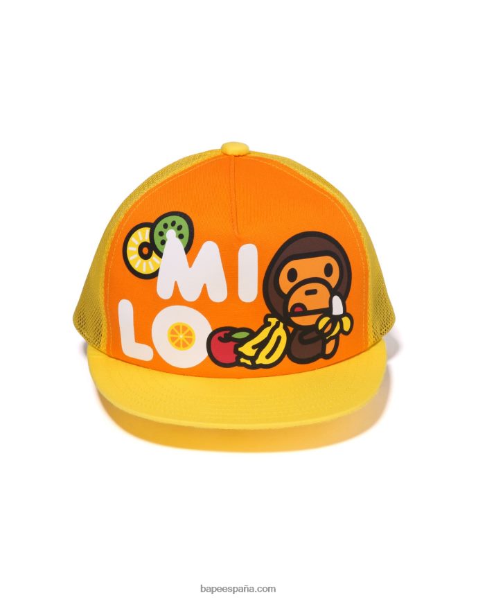niños A Bathing Ape gorra de malla baby milo frutas 288PLL1331 naranja