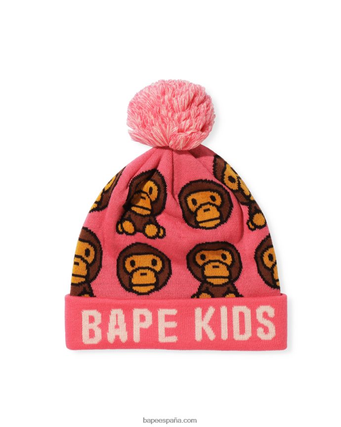 niños A Bathing Ape gorra de punto con motivo baby milo 288PLL1752 rosa