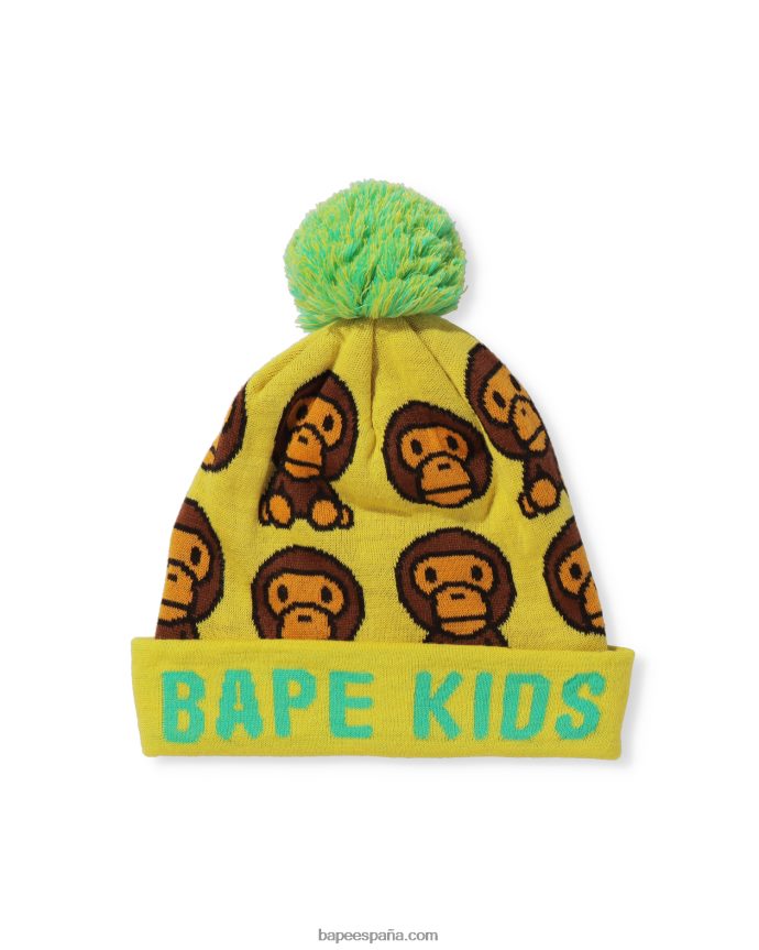 niños A Bathing Ape gorra de punto con motivo baby milo 288PLL1753 amarillo