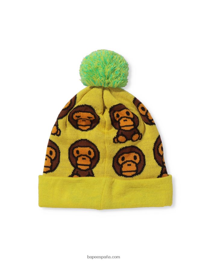 niños A Bathing Ape gorra de punto con motivo baby milo 288PLL1753 amarillo