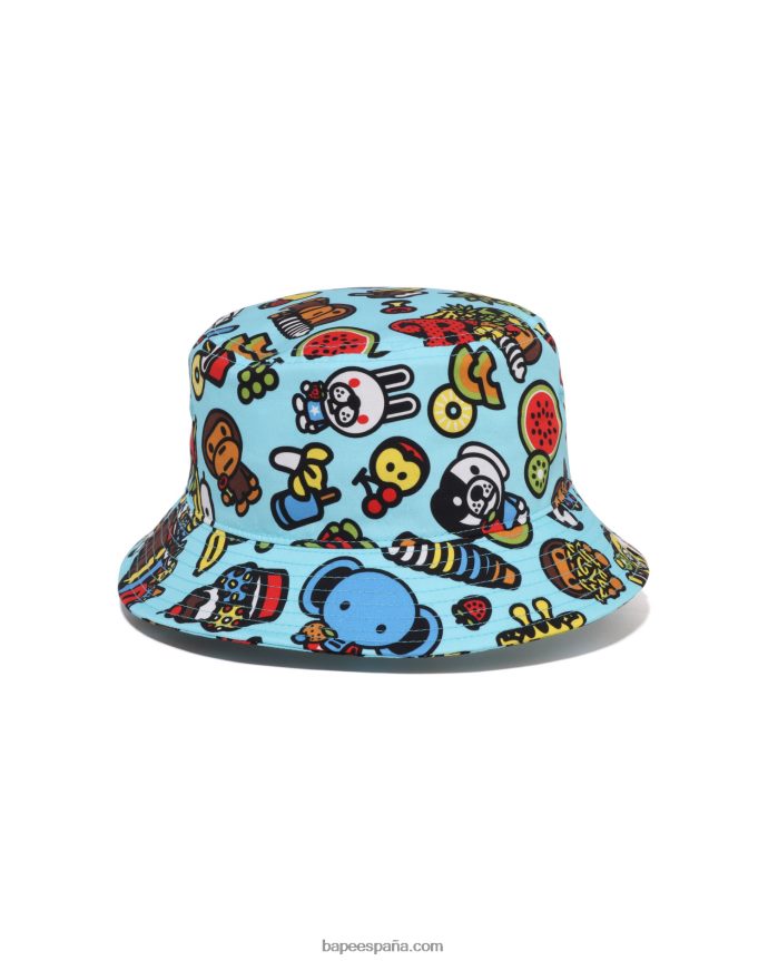 niños A Bathing Ape sombrero de pescador de frutas mixtas baby milo 288PLL1388 azul claro