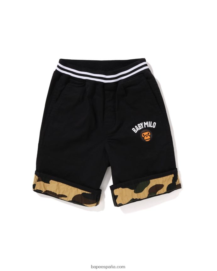 niños A Bathing Ape baby milo 1st camo shorts con puños 288PLL1700 negro