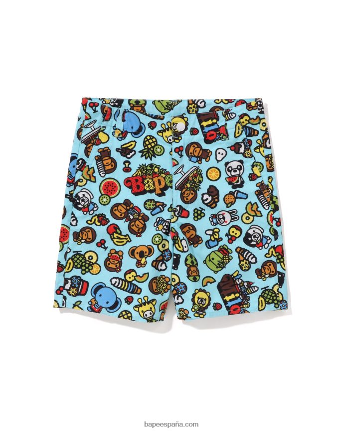 niños A Bathing Ape baby milo pantalones cortos de frutas mixtas 288PLL1337 azul claro
