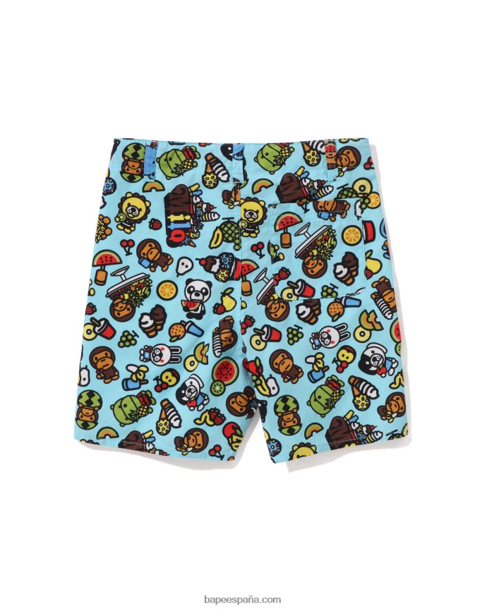niños A Bathing Ape baby milo pantalones cortos de frutas mixtas 288PLL1337 azul claro
