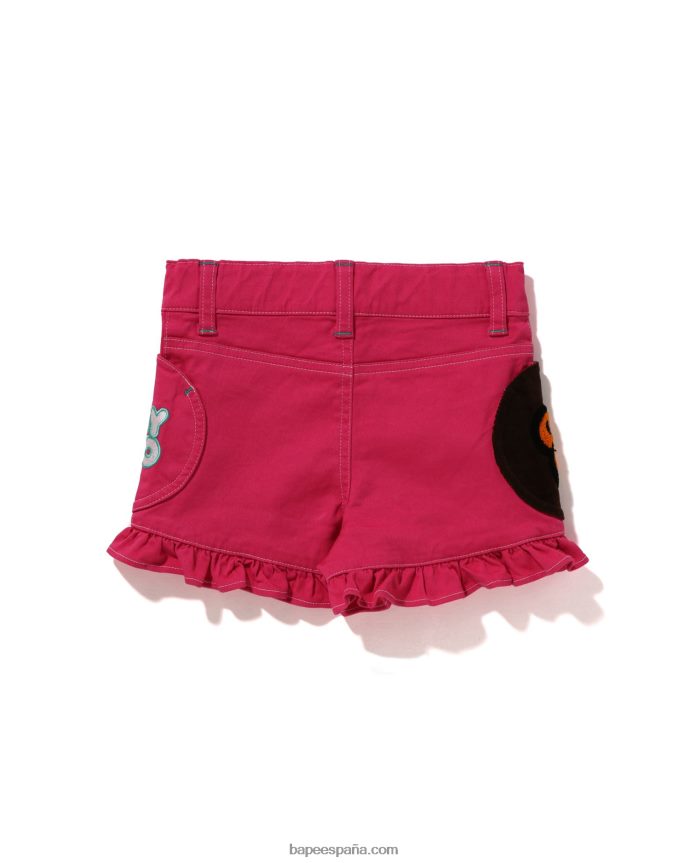 niños A Bathing Ape shorts baby milo con bolsillos 288PLL1601 rosa carmín