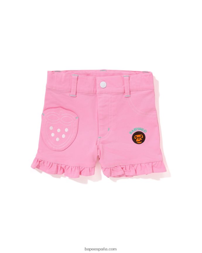 niños A Bathing Ape shorts baby milo con volantes de fresas 288PLL1417 rosa
