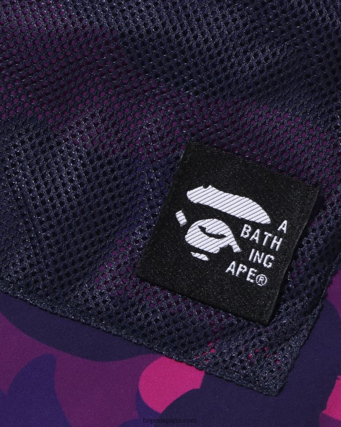 niños A Bathing Ape shorts con bolsillo de malla de camuflaje de color 288PLL1597 púrpura