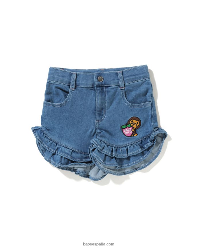 niños A Bathing Ape shorts con volantes y fresas 288PLL1722 mezclilla