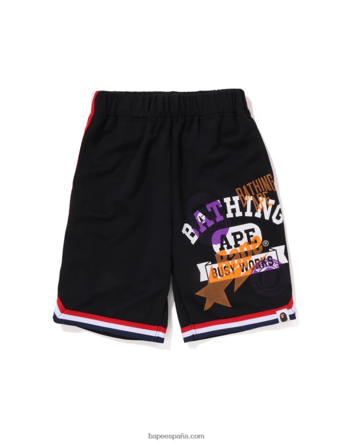 niños A Bathing Ape shorts de baloncesto con múltiples estampados 288PLL1359 negro