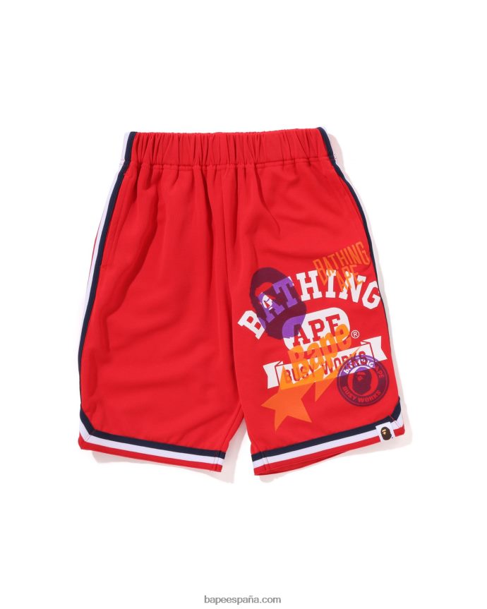 niños A Bathing Ape shorts de baloncesto con múltiples estampados 288PLL1360 rojo brillante