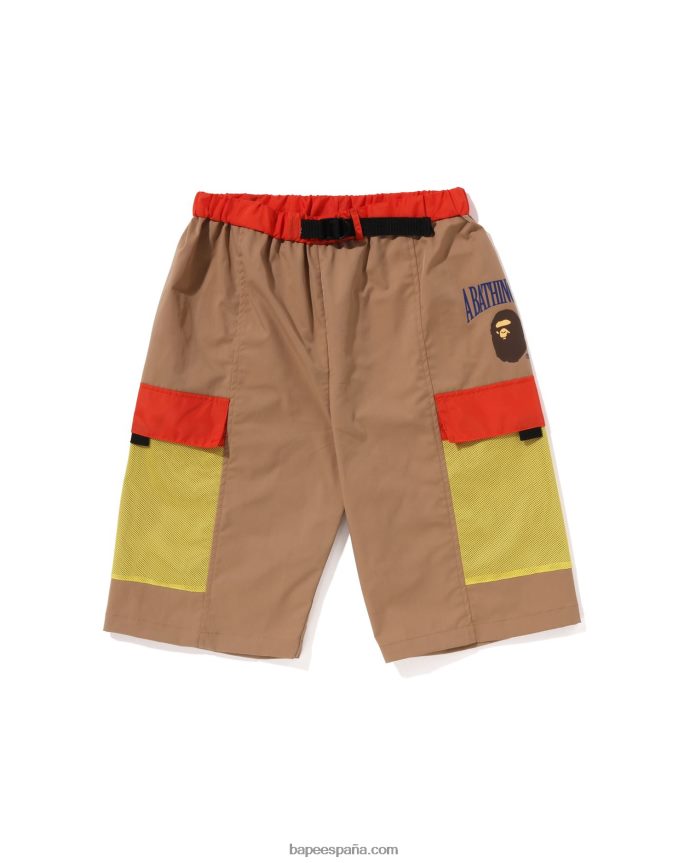 niños A Bathing Ape shorts de malla con bolsillo 288PLL1308 beige