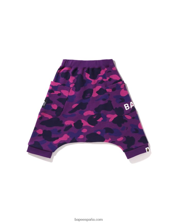 niños A Bathing Ape shorts sarouel extragrandes color camuflaje 288PLL1638 púrpura
