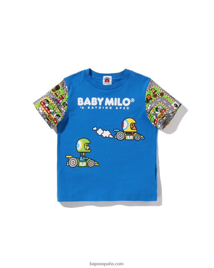 niños A Bathing Ape Camiseta Baby Milo Racing Friends 288PLL1621 azul