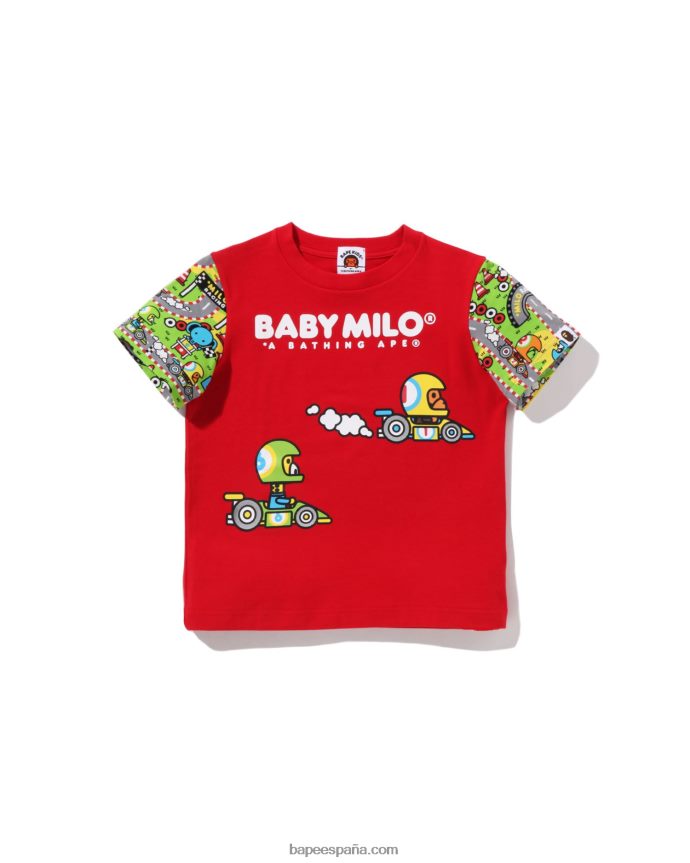 niños A Bathing Ape Camiseta Baby Milo Racing Friends 288PLL1622 rojo brillante