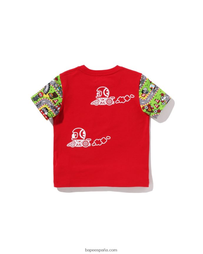 niños A Bathing Ape Camiseta Baby Milo Racing Friends 288PLL1622 rojo brillante