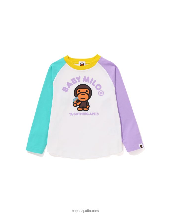 niños A Bathing Ape Camiseta Raglan Donuts Baby Milo 288PLL1465 blanco
