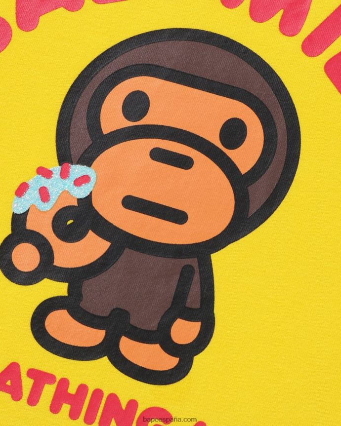 niños A Bathing Ape Camiseta Raglan Donuts Baby Milo 288PLL1466 amarillo