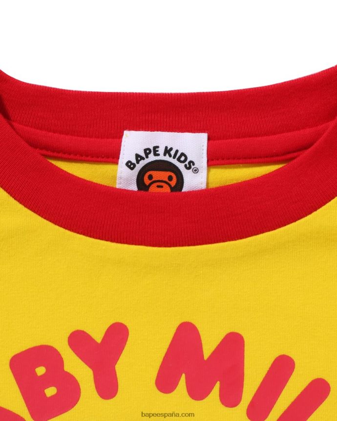 niños A Bathing Ape Camiseta Raglan Donuts Baby Milo 288PLL1466 amarillo