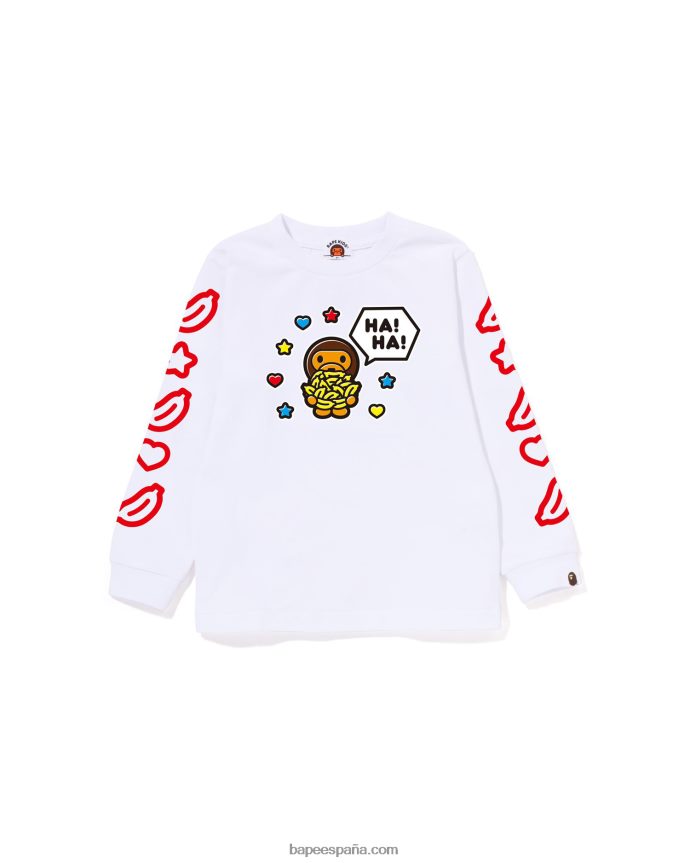 niños A Bathing Ape Camiseta con globo de diálogo Baby Milo n.º 1 288PLL1481 blanco