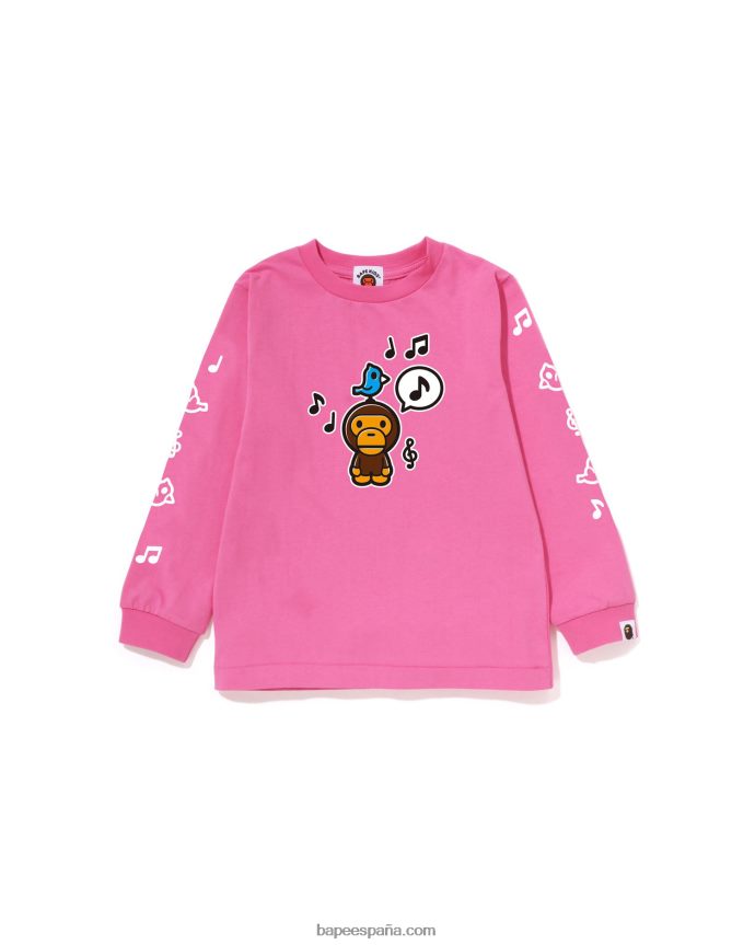niños A Bathing Ape Camiseta con globo de diálogo Baby Milo n.º 2 288PLL1485 rosa