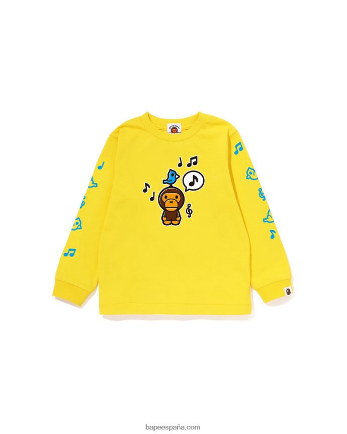 niños A Bathing Ape Camiseta con globo de diálogo Baby Milo n.º 2 288PLL1488 amarillo