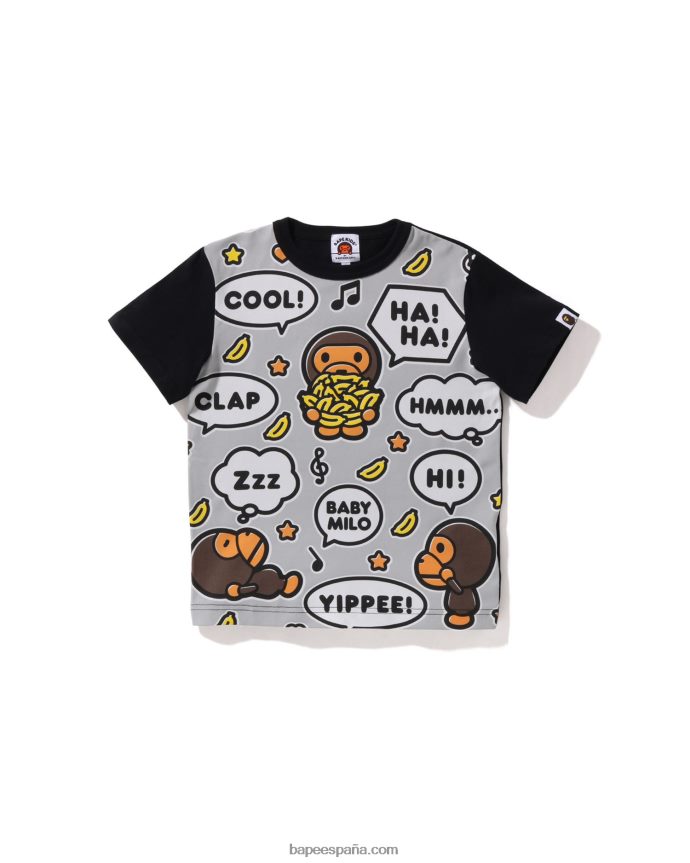 niños A Bathing Ape Camiseta con globo de diálogo de Big Baby Milo 288PLL1584 negro
