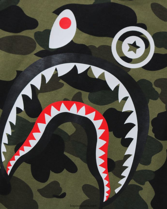 niños A Bathing Ape Camiseta de manga 3/4 1st camo shark 288PLL1787 ejercito verde
