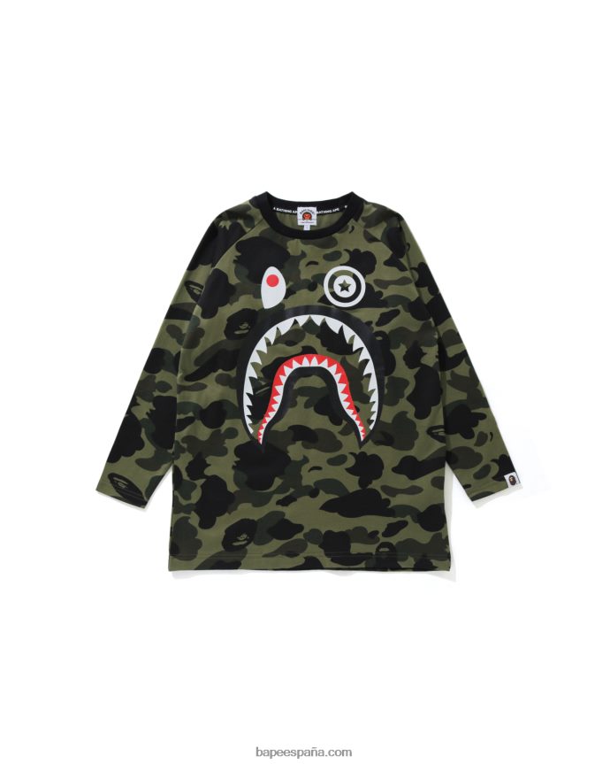 niños A Bathing Ape Camiseta de manga 3/4 1st camo shark 288PLL1795 ejercito verde