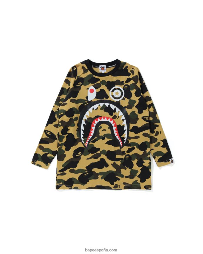 niños A Bathing Ape Camiseta de manga 3/4 1st camo shark 288PLL1796 amarillo