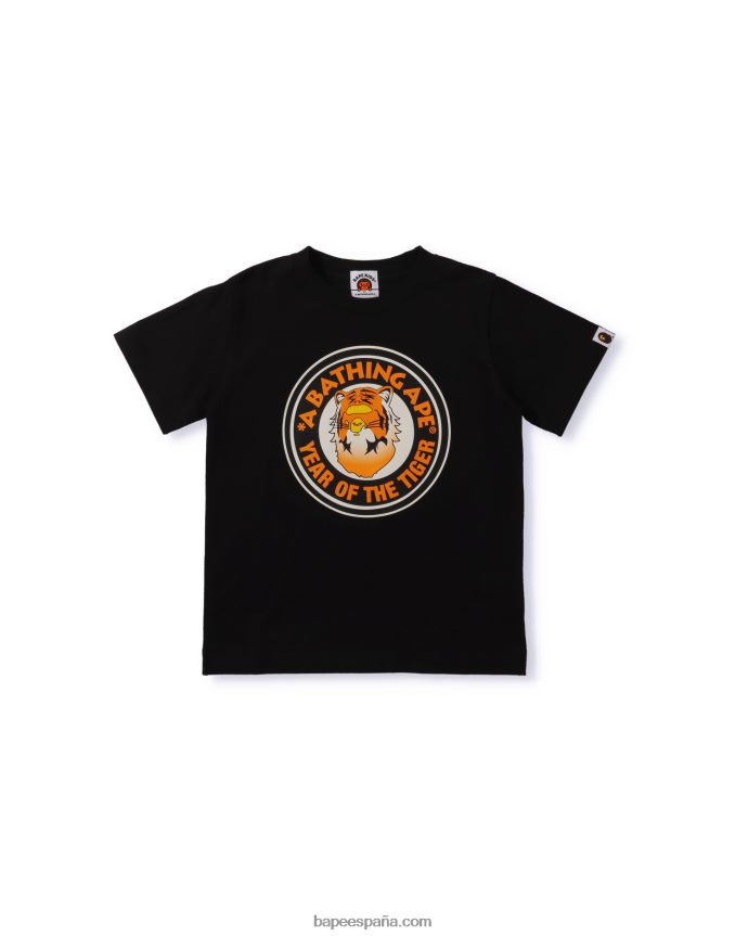 niños A Bathing Ape año de la camiseta del tigre 288PLL1747 negro