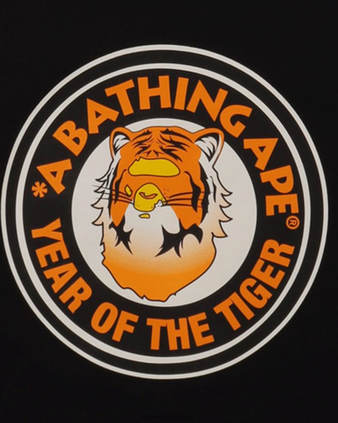 niños A Bathing Ape año de la camiseta del tigre 288PLL1747 negro