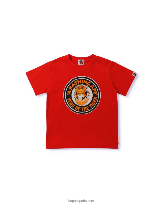niños A Bathing Ape año de la camiseta del tigre 288PLL1748 rojo brillante