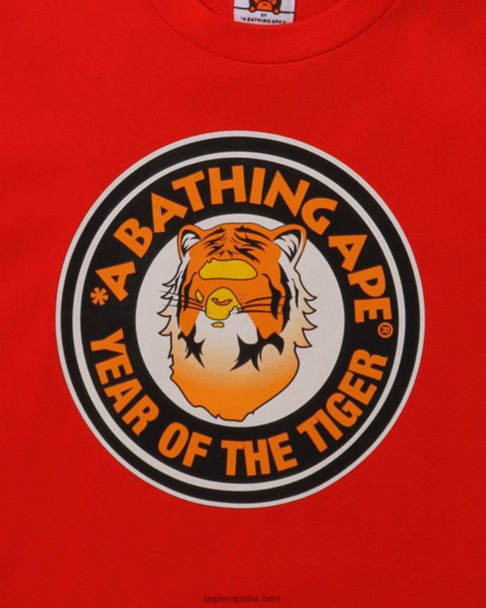 niños A Bathing Ape año de la camiseta del tigre 288PLL1748 rojo brillante