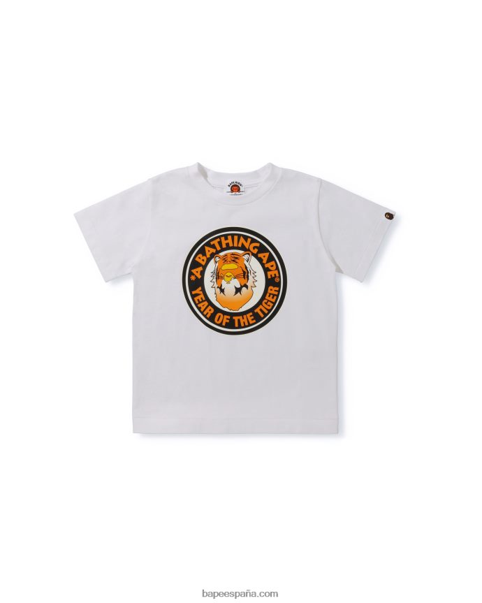 niños A Bathing Ape año de la camiseta del tigre 288PLL1749 blanco