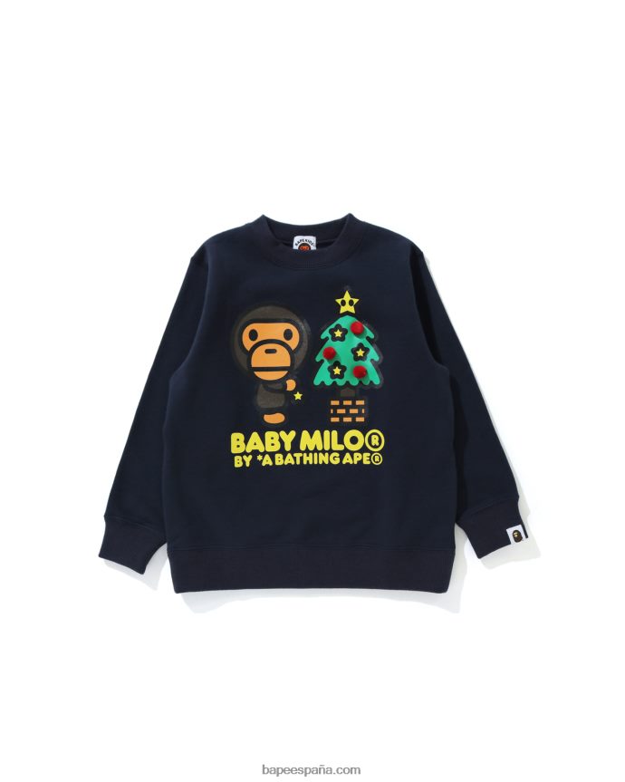 niños A Bathing Ape baby milo brilla en la camiseta del estado oscuro 288PLL1771 negro