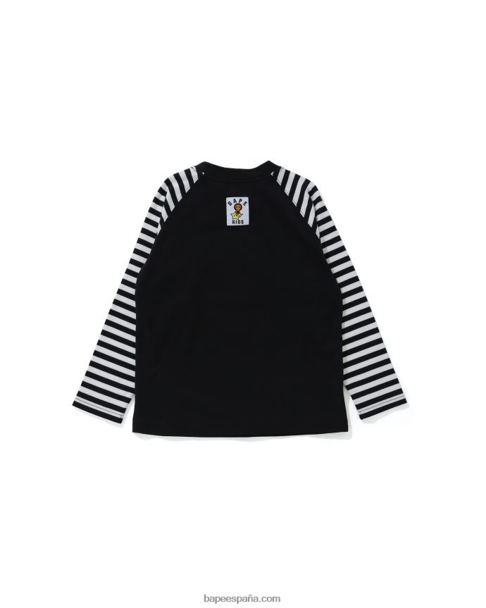 niños A Bathing Ape baby milo brilla en la camiseta del estado oscuro 288PLL1771 negro