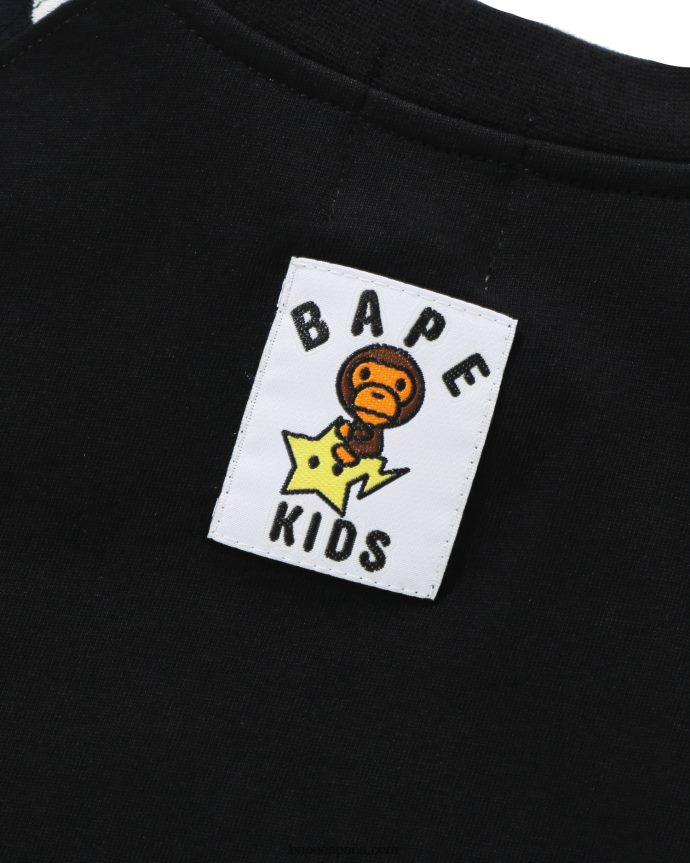 niños A Bathing Ape baby milo brilla en la camiseta del estado oscuro 288PLL1771 negro