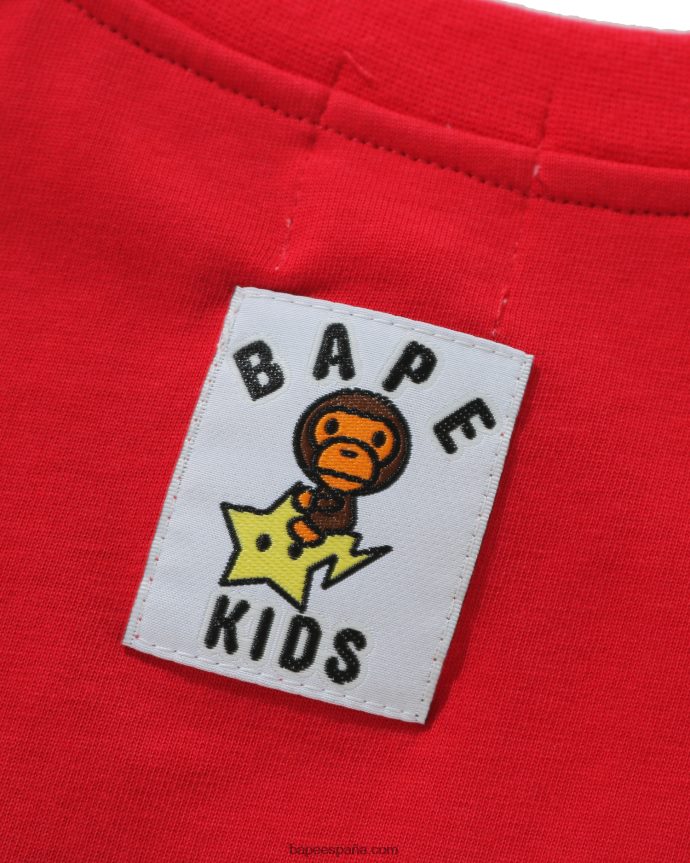 niños A Bathing Ape baby milo brilla en la camiseta del estado oscuro 288PLL1772 rojo brillante