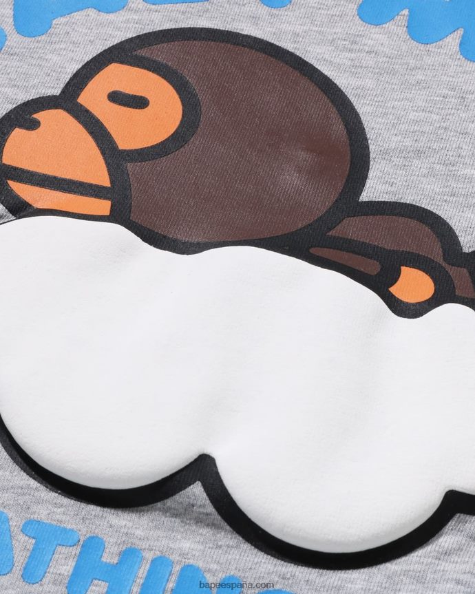 niños A Bathing Ape baby milo duerme en la camiseta de la nube 288PLL1508 gris