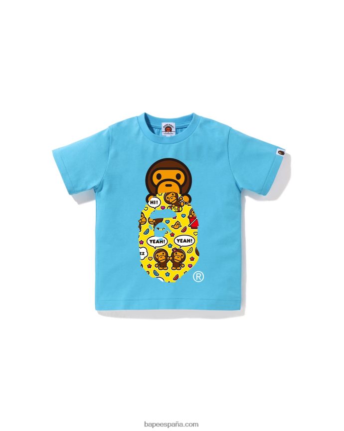 niños A Bathing Ape baby milo globo de diálogo milo en camiseta de cabeza 288PLL1564 cielo azul