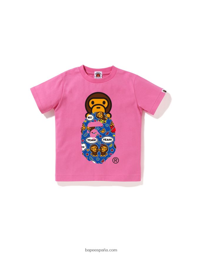 niños A Bathing Ape baby milo globo de diálogo milo en camiseta de cabeza 288PLL1566 rosa