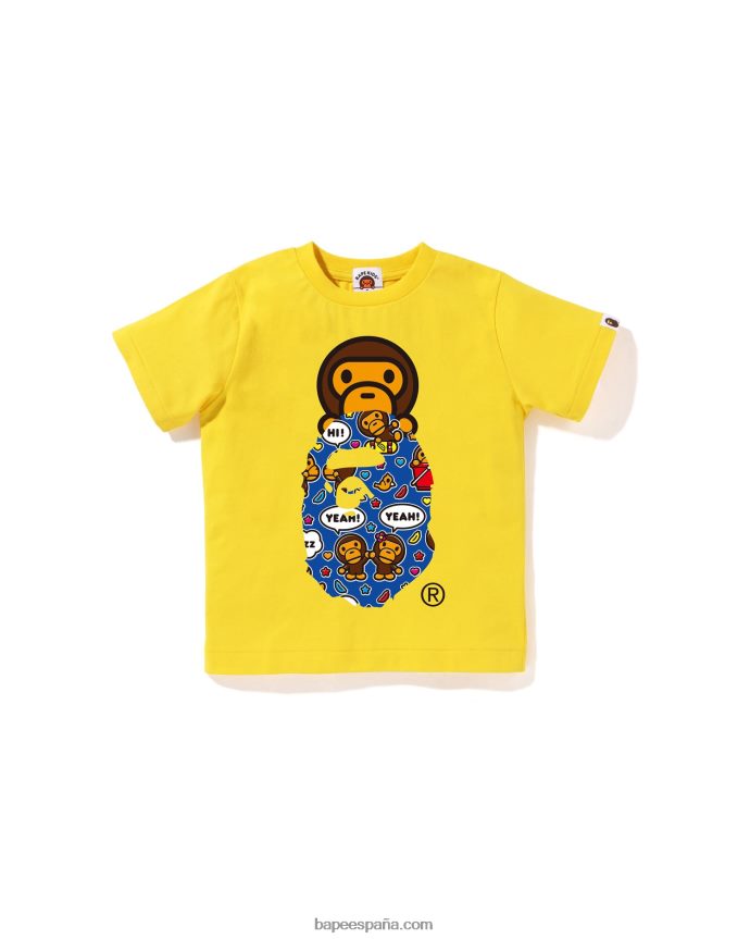 niños A Bathing Ape baby milo globo de diálogo milo en camiseta de cabeza 288PLL1567 amarillo