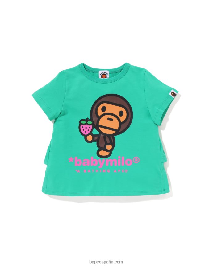 niños A Bathing Ape camiseta baby milo con volante de fresa 288PLL1276 verde claro