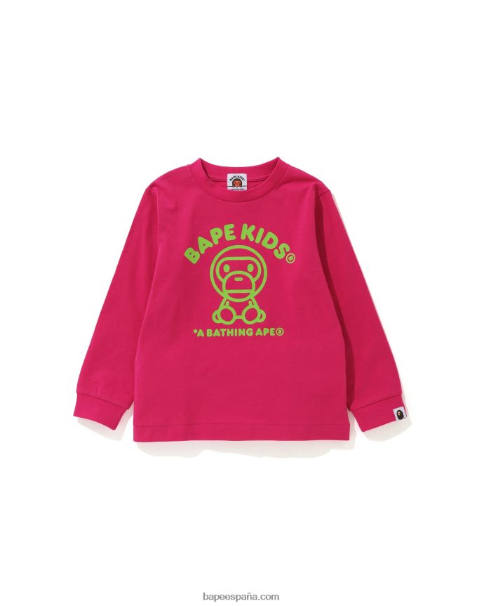 niños A Bathing Ape camiseta bebé milo alfombra 288PLL1738 rosa carmín