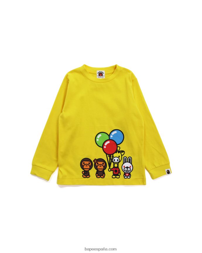 niños A Bathing Ape camiseta bebé milo y amigos 288PLL1777 amarillo