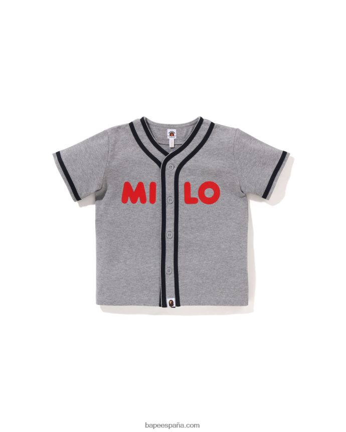 niños A Bathing Ape camiseta beisbol bebe milo 288PLL1346 gris oscuro